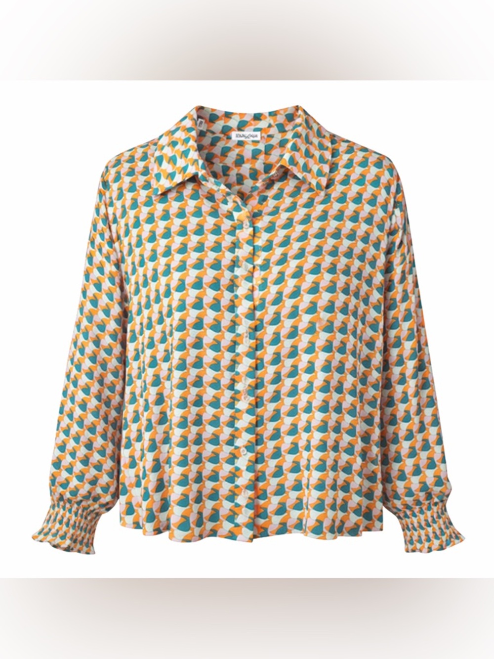 EESome Retro Geometric Blouse Y2K Mod Indie Art Teacher Chic Top